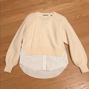 All Saints Cream and White Layered Sweater